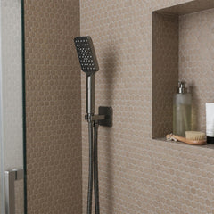 Brushed Black Outlet Elbow with Hose and Shower Handset
