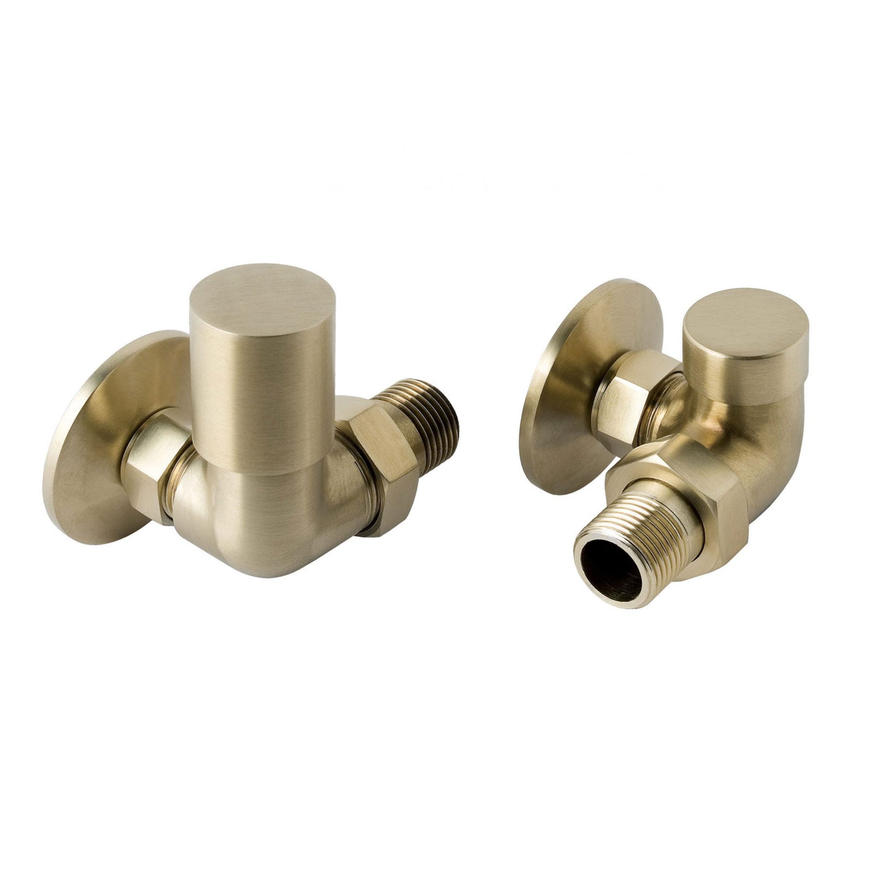 Tap Radiator Valves Brushed Brass Radiator Valves | Corner Radiator Valve | Tapron UK