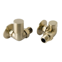 Gold Corner Radiator Valves - Brushed Brass Finish-Tapron