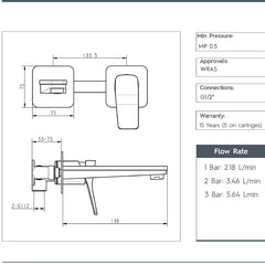  2-Hole Single Lever Basin Mixer Wall Mounted 