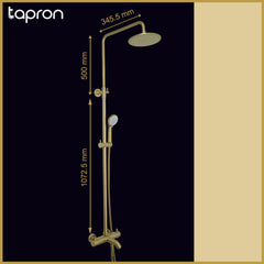 Brushed Brass Thermostatic Bar valve 3 outlets- Dimension