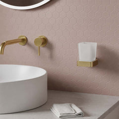 Brushed Brass Bathroom Tumbler Holder