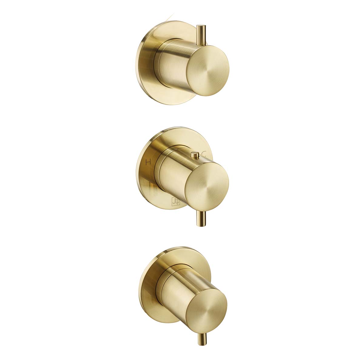 Brushed Brass Concealed 3 Handles 3 Outlets Shower Mixer Valve