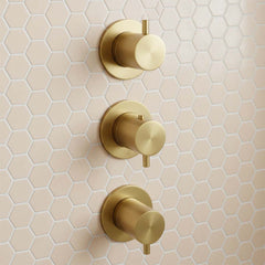 Brushed Brass Concealed 3 Handles 3 Outlets Shower Mixer Valve - Ireland