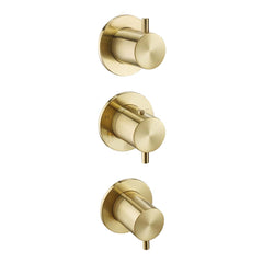 Brushed Brass Concealed 3 Handles 3 Outlets Shower Mixer Valve