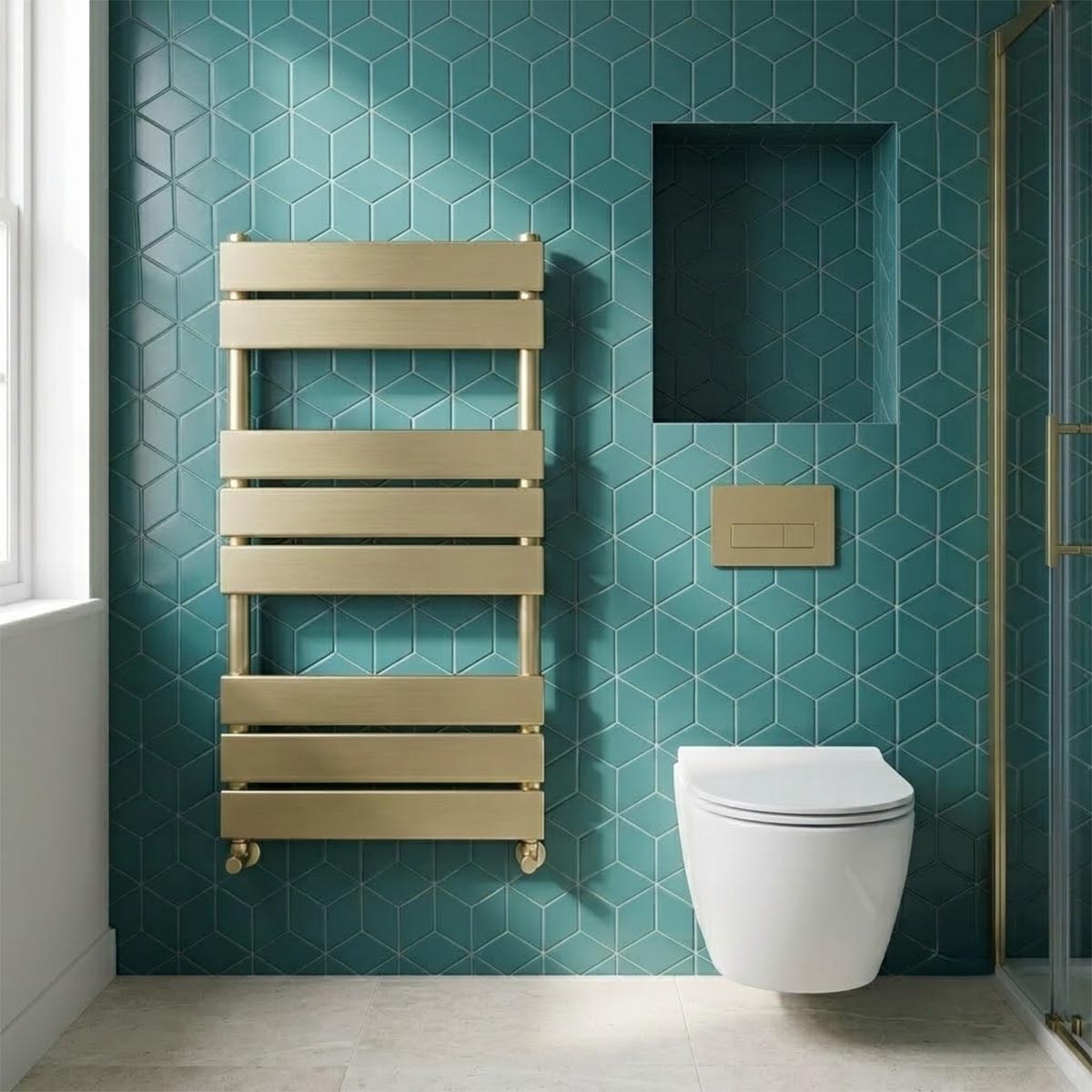 Brushed Brass Flat Bars Radiator with Towel Rail 800mm x 500mm