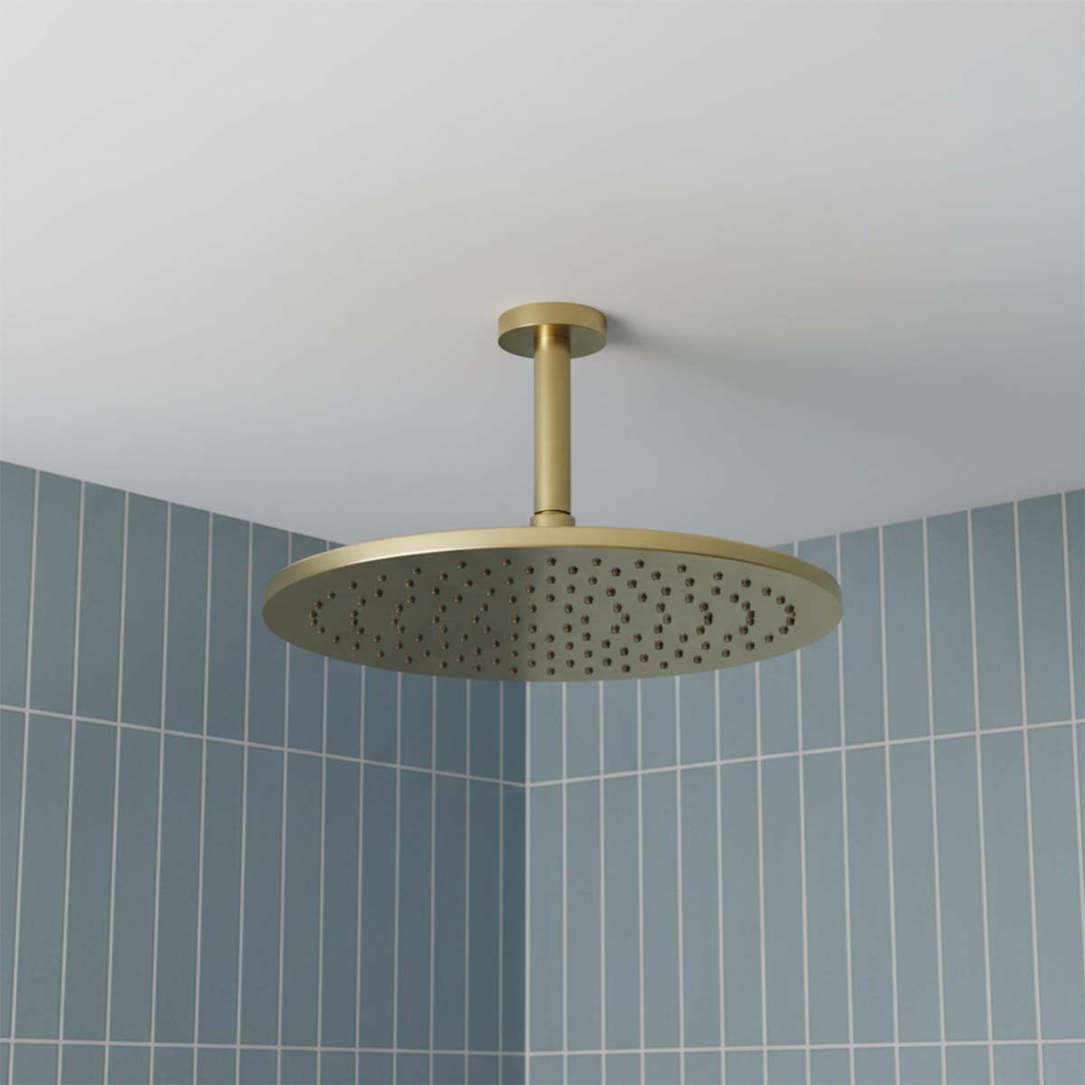 Brushed Brass Shower Head 250mm  & Ceiling Shower Arm - 150mm Set