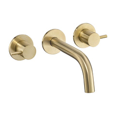 Brushed Brass Wall Mounted 3-Hole Basin Mixer