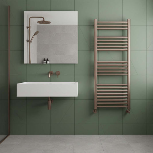 Brushed Bronze Heated Towel Rail Radiator Dual Fuel