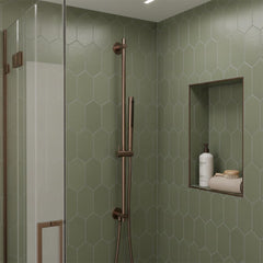 Brushed Bronze Shower Slider Rail Kit with Water Outlet and Pencil Handle