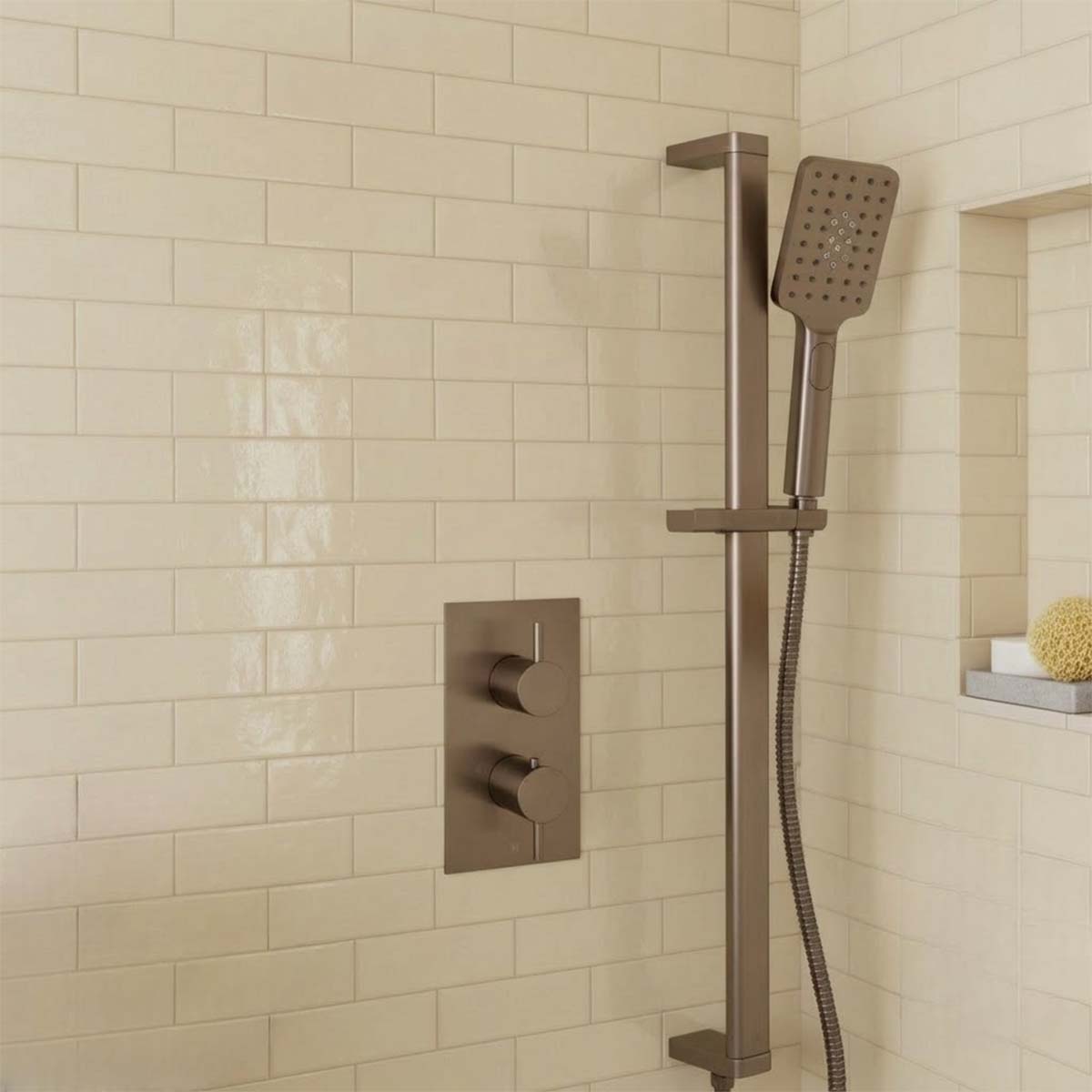 Brushed Bronze Slider Rail Shower with Multi-Function Shower Handset & Hose 