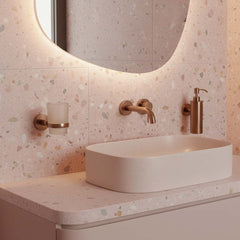 Brushed Bronze Soap Dispenser and Toothbrush Tumbler Holder Set