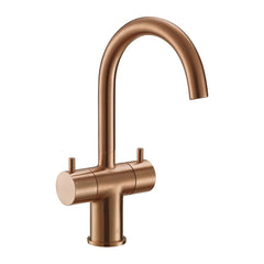 Brushed Bronze Twin Levers  Mono Basin Mixer with  Swivel Spout