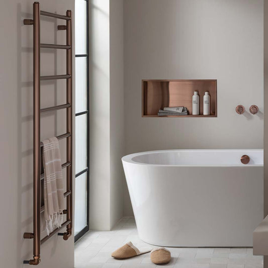 Brushed Bronze Heated Towel Rail Radiator  1200mm x 500mm