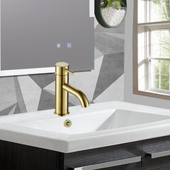 Gold deck-mounted basin tap
