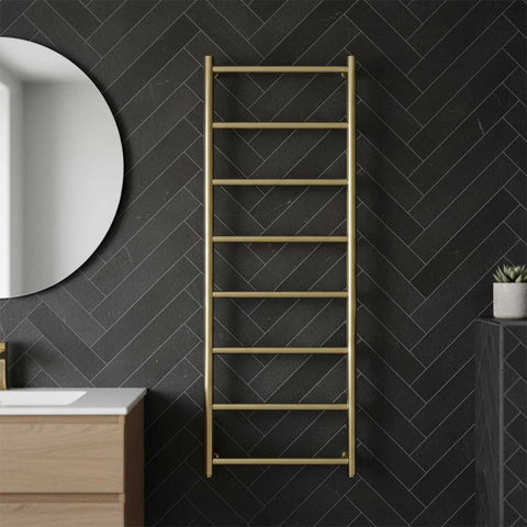 Brushed Gold Heated Towel Rail 1200mm x 500mm - Dual Fuel