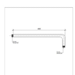 Brushed Nickel Wall Shower Arm 400mm technical details
