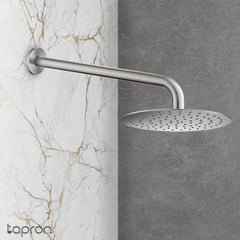 Brushed Stainless Steel Shower Arm 400mm and Shower Head 300mm