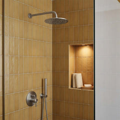 Brushed Stainless Steel Shower Arm 400mm and Shower Head 300mm