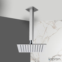 Brushed Stainless Steel Shower Head And Shower Arm - 250mm