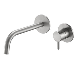 Brushed Stainless Steel Single Lever Wall Mounted Basin Mixer