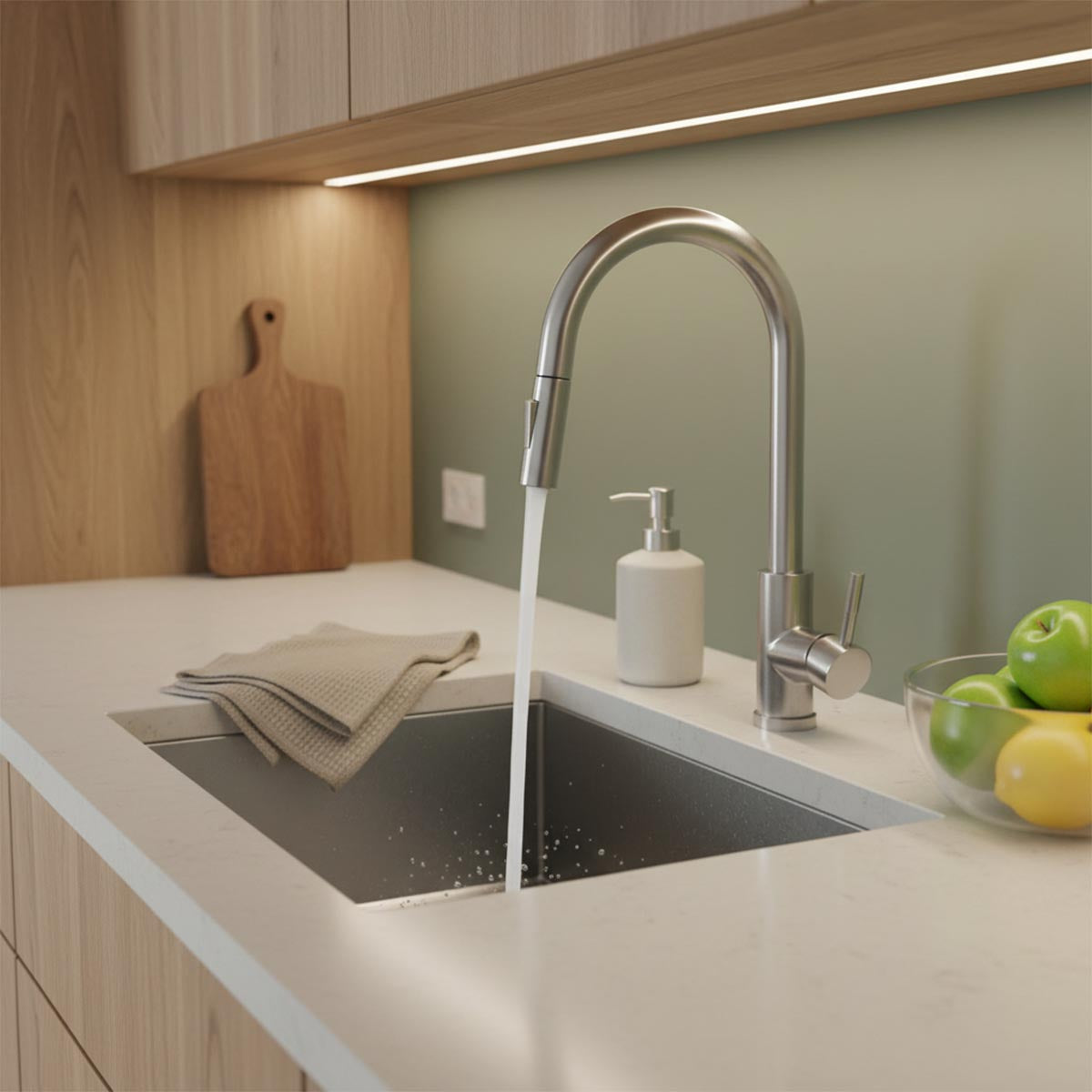 Brushed Steel single lever kitchen tap
