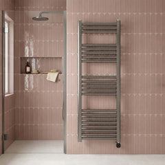 Brushed black electric towel radiator