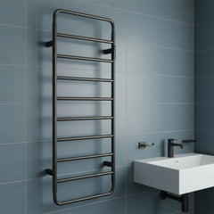 Brushed black electric towel rail 