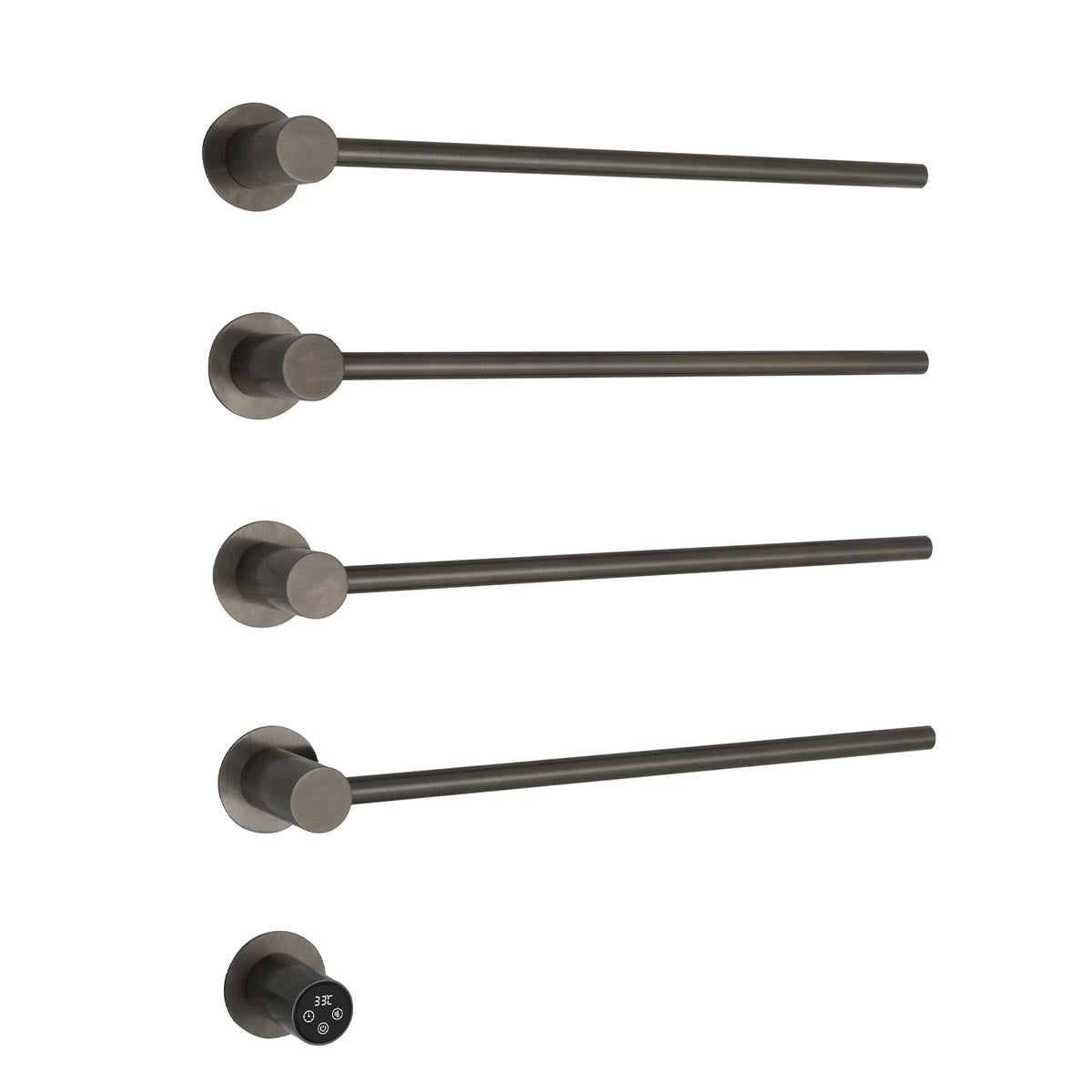 Black electric towel rail with timer