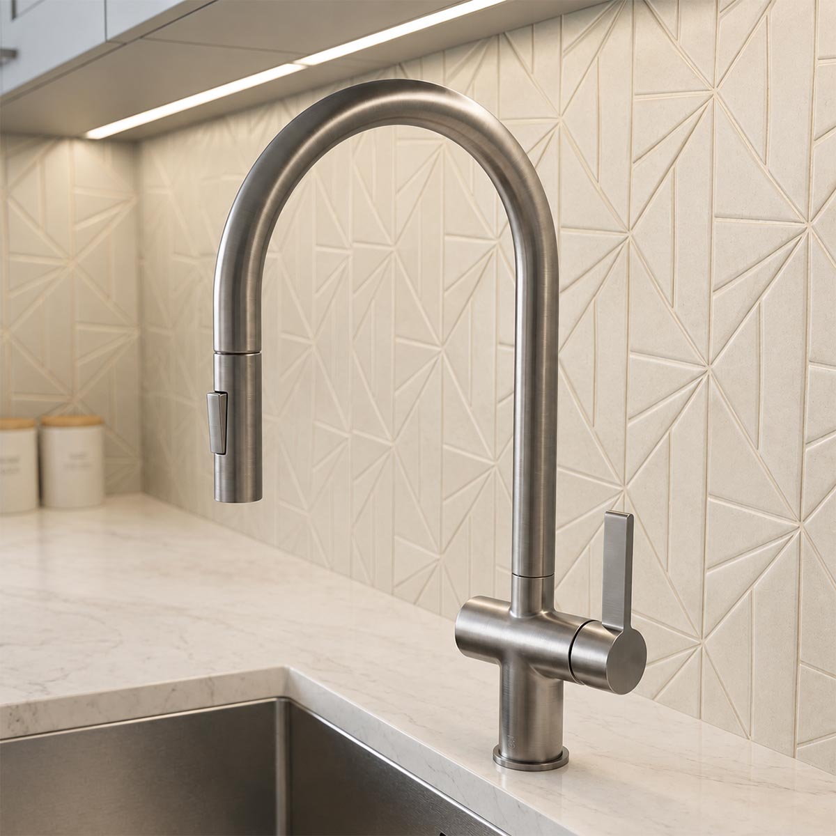 Brushed black pull out kitchen sink tap in Ireland 