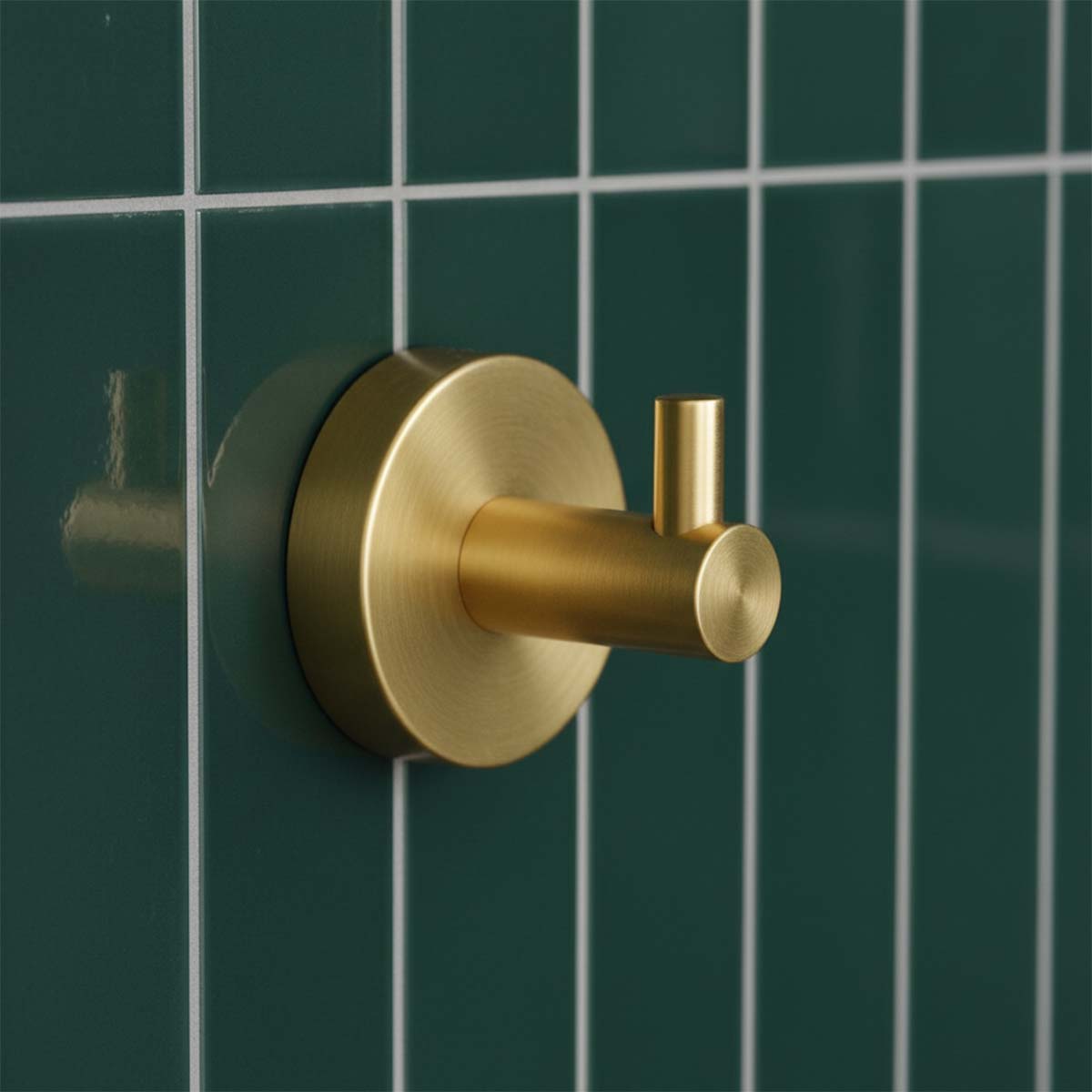 Brushed brass bathroom robe hook