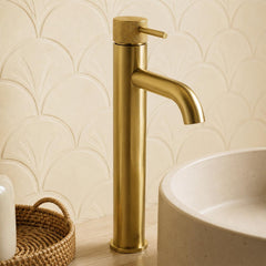 Brushed brasss tall basin mixer tap - Ireland 