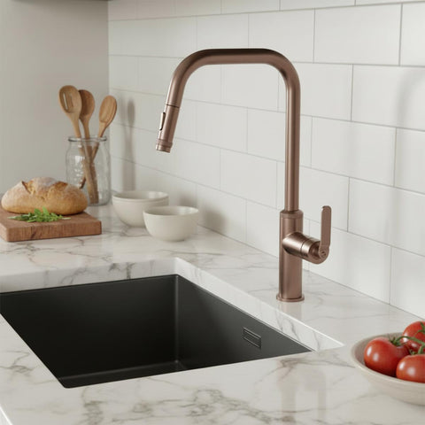 Brushed bronze kitchen tap