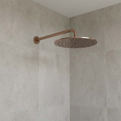 Brushed bronze shower arm and shower head wall mounted 250mm