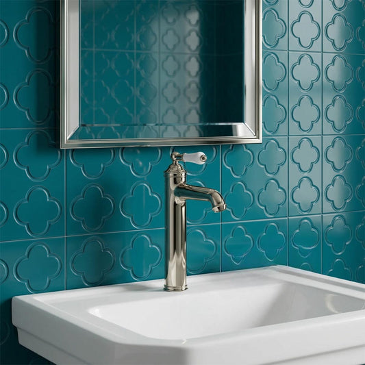 Brushed nickel tall basin tap 1200