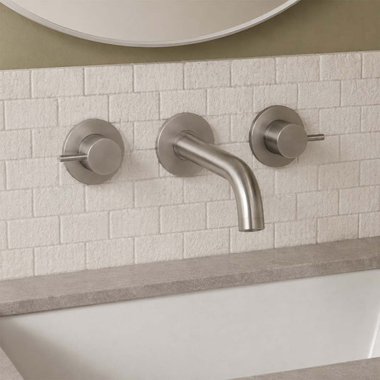 Brushed stainless steel basin tap 1200