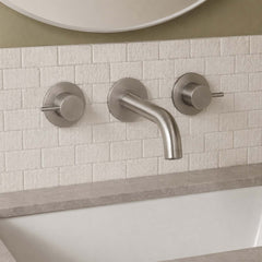 Brushed stainless steel basin tap
