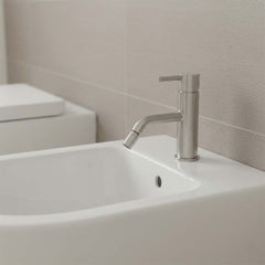 Brushed stainless steel bidet mixer tap