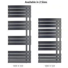 Dual fuel brushed black towel rail radiator
