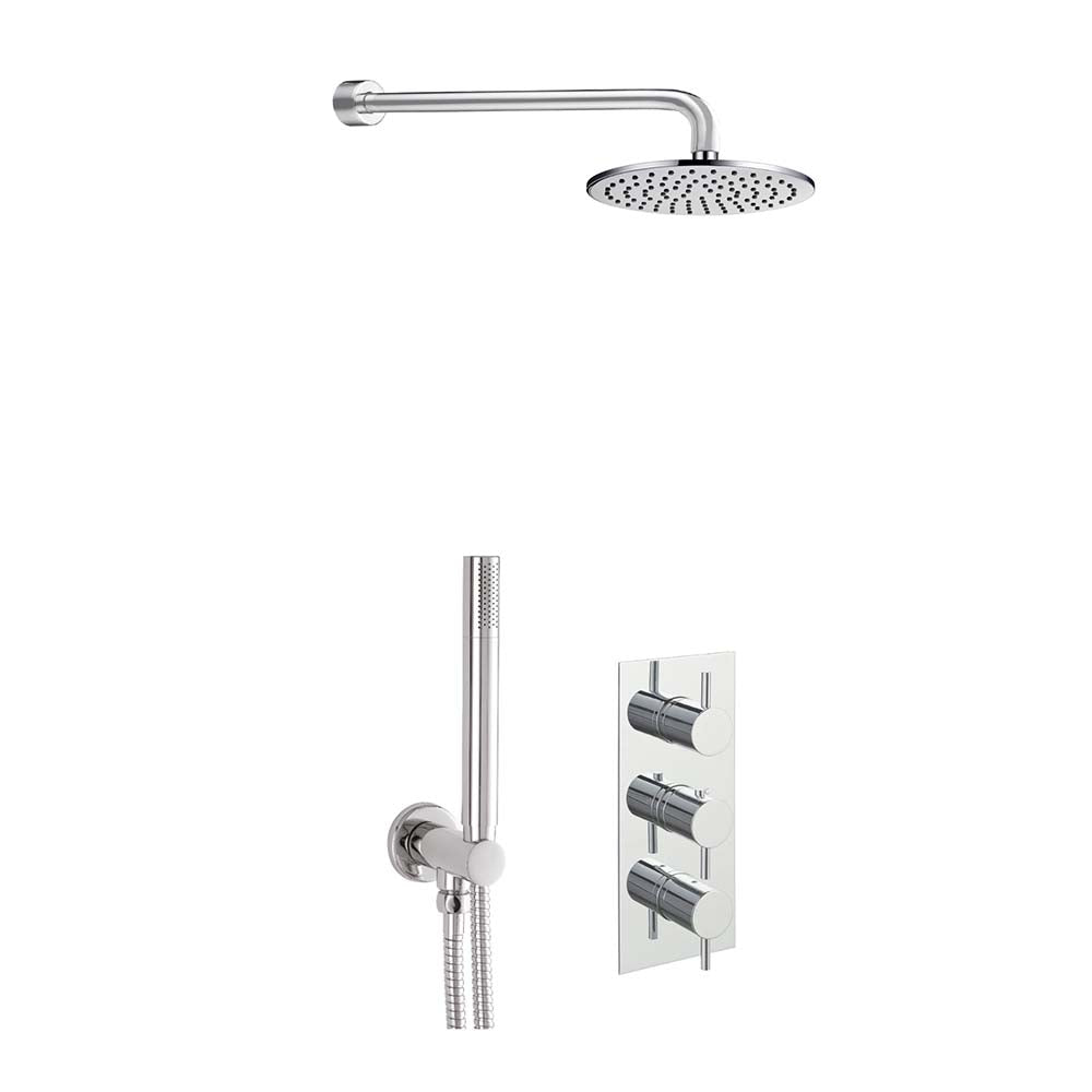 Thermostatic 2 Outlet Shower Valve with Round Water Outlet