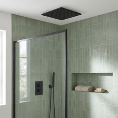 Ceiling mounted black square rain shower head
