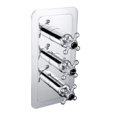 Chester Black Crosshead 3 Outlet Concealed Thermostatic Shower Valve - Horizontal