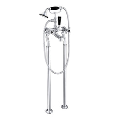 Chester black crosshead floorstanding bath shower mixer with shower kit