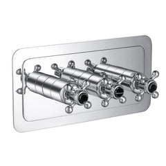 Chester Black Crosshead Thermostatic Conceal 2 Outlet Shower Valve Horizontal. 
