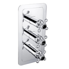 Chester Crosshead Black 2 Outlet Concealed Thermostatic Shower Valve - Vertical