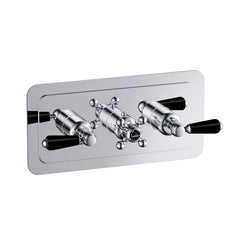 Black Lever Thermostatic Conceal 2 Outlet Shower Valve Horizontal