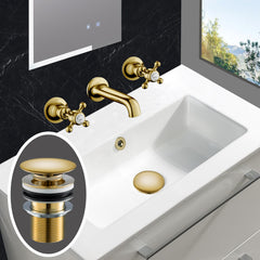 Chester cross click clack unslotted basin waste - Antique gold