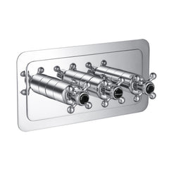 Chester Crosshead Black 3 Outlet Concealed Thermostatic Shower Valve - Horizontal