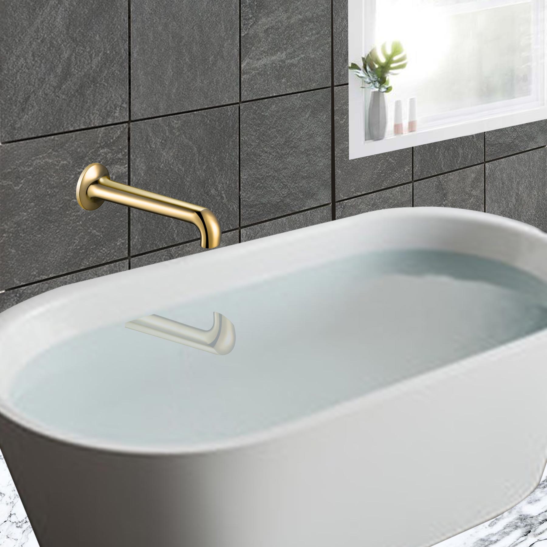 Gold Wall Mounted Bath Spout - tapron