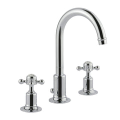 Deck-mounted basin tap with dual crosshead handle